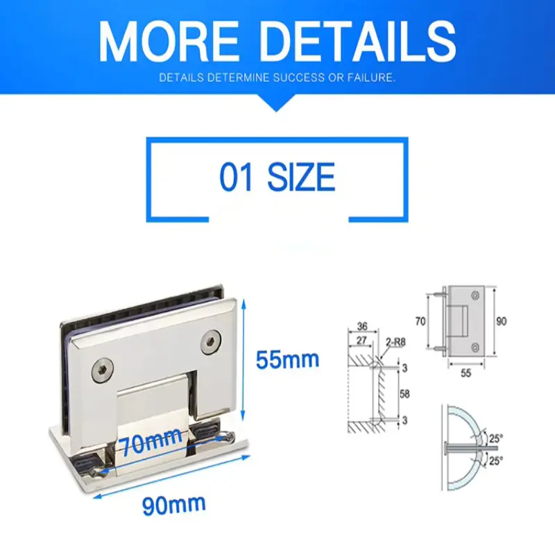 90 Degree Shower Hinge for Bathroom Enclosure (6)